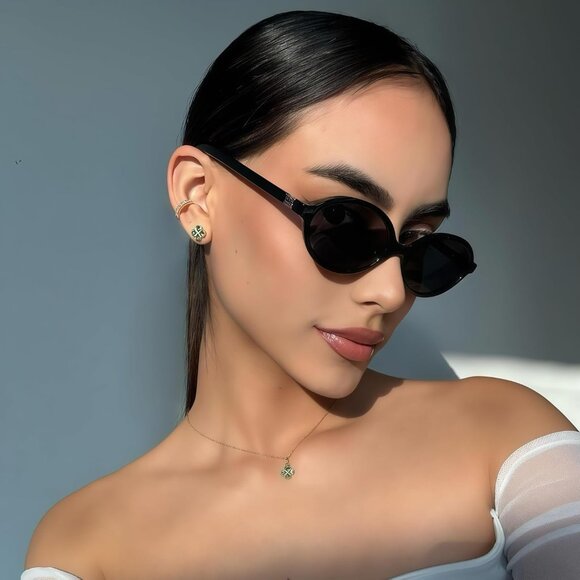 Retro Oval Sunglasses Unisex Small 90s Style Trendy Fashionable Shades - Picture 2 of 6